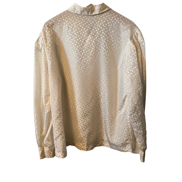 COS COB Womens Cream Polka Dot Button Up Blouse Size 18 Puff Sleeve - Picture 6 of 9